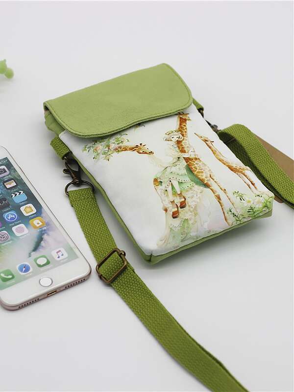 Figure & Animal Graphic Flap Crossbody Bag SHEIN USA