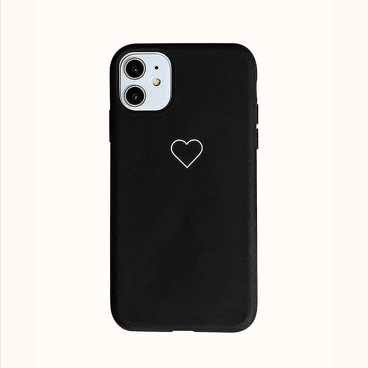 

Heart Print Phone Case, Black