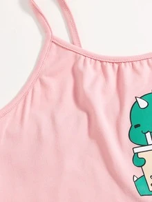 Conjunto de pijama de tirantes con estampado de dibujo animados - Multicolor - Ver 3