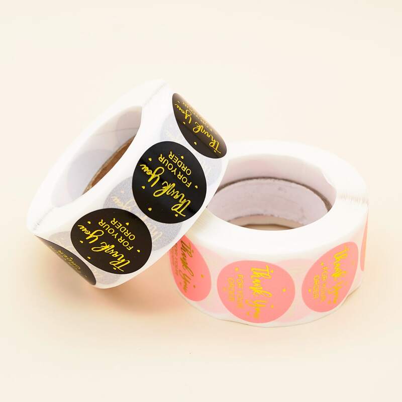 

1000pcs Thank You Slogan Round Sticker, Multicolor