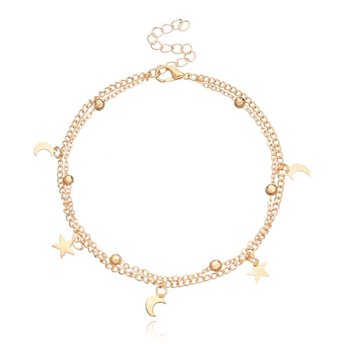 

1pc Star & Moon Decor Chain Anklet, Gold