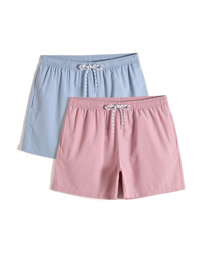 Manfinity KASUA Men 2pcs Drawstring Swim Trunks, Holiday