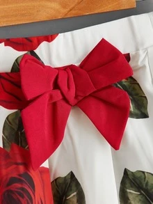 小女童印花背心上衣和蝴蝶結半身裙 - 彩色 - 查看 4