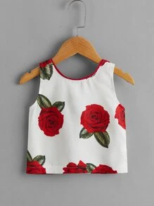 小女童印花背心上衣和蝴蝶結半身裙 - 彩色 - 查看 8