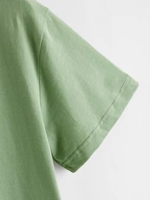 SHEIN LUNE Camiseta con estampado de ECG y vino - Verde Oliva - Ver 4