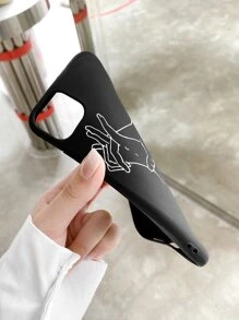 1pc Hand Print Case tương thích với iPhone - màu đen - Xem 3