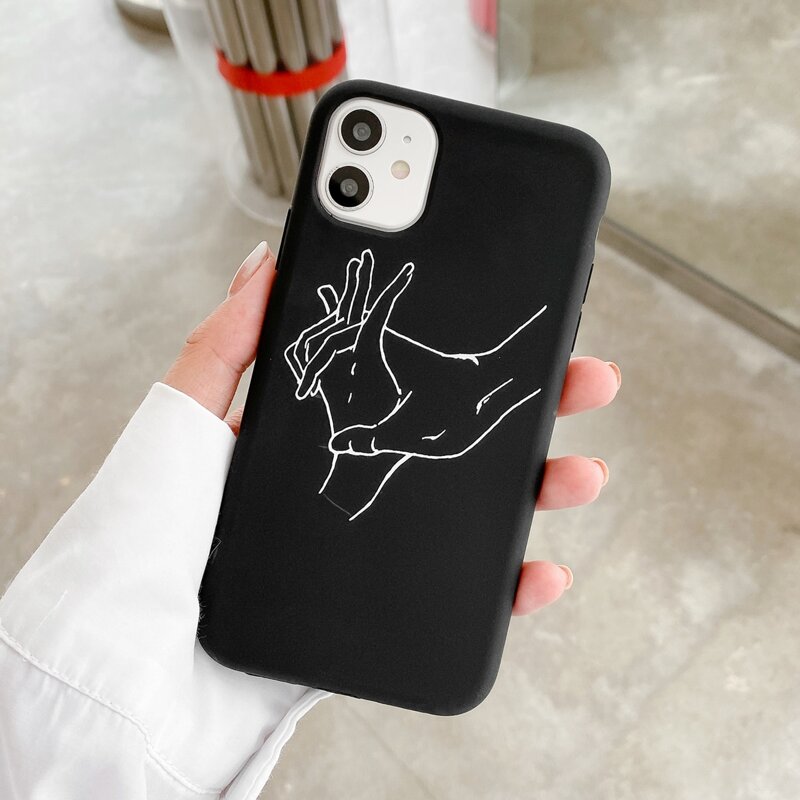 

1pc Hand Print iPhone Case, Black