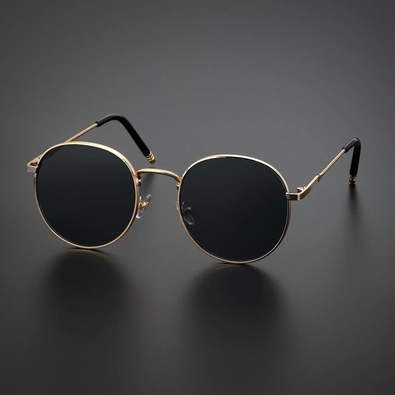 

Guys Round Frame Sunglasses, Black