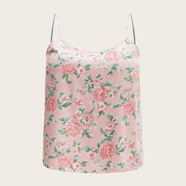 

Plus Floral Print Cami Top, Pink