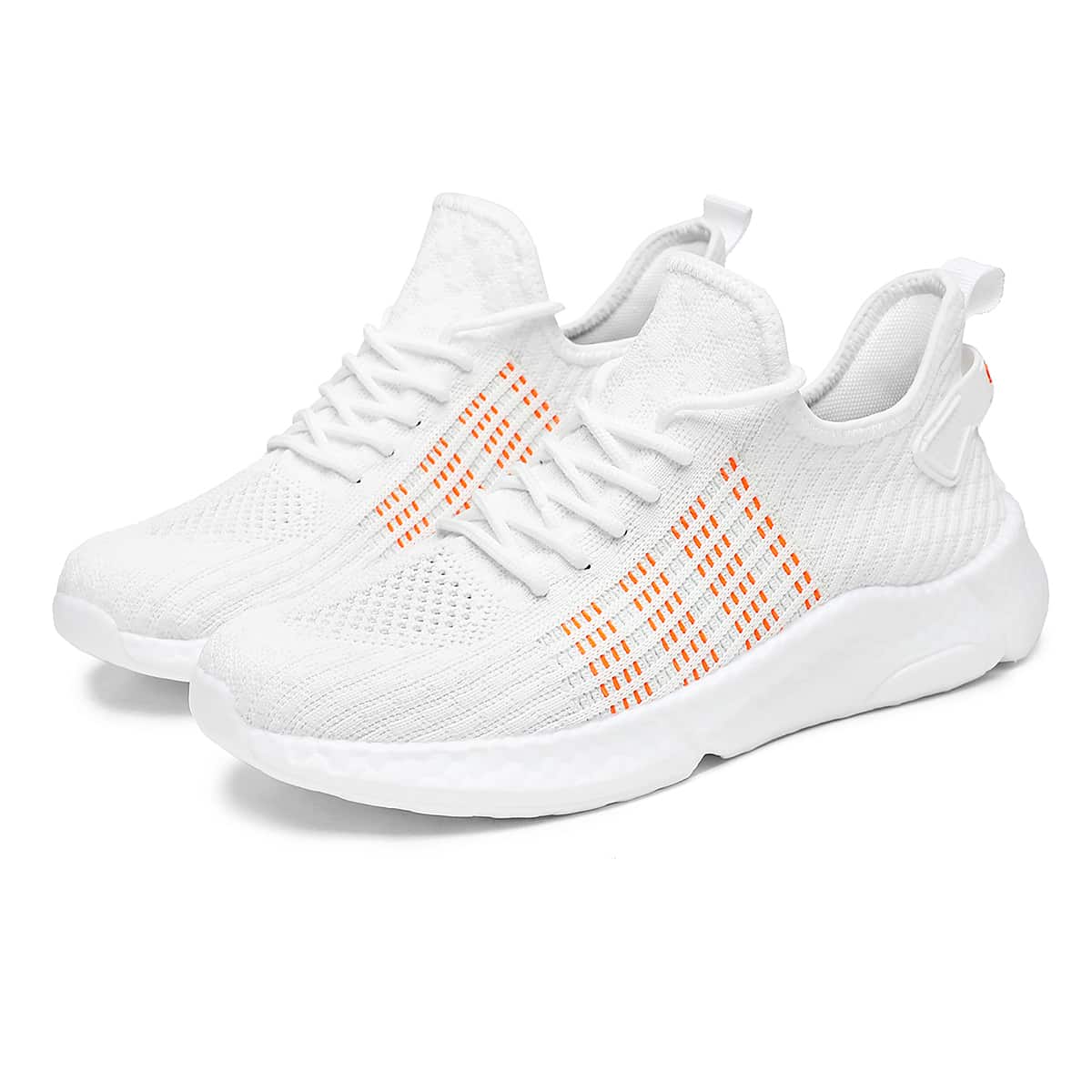 

Guys Lace-up Decor Knit Sneakers, White