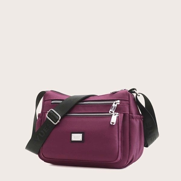 

Dual Zipper Front Crossbody Bag, Purple