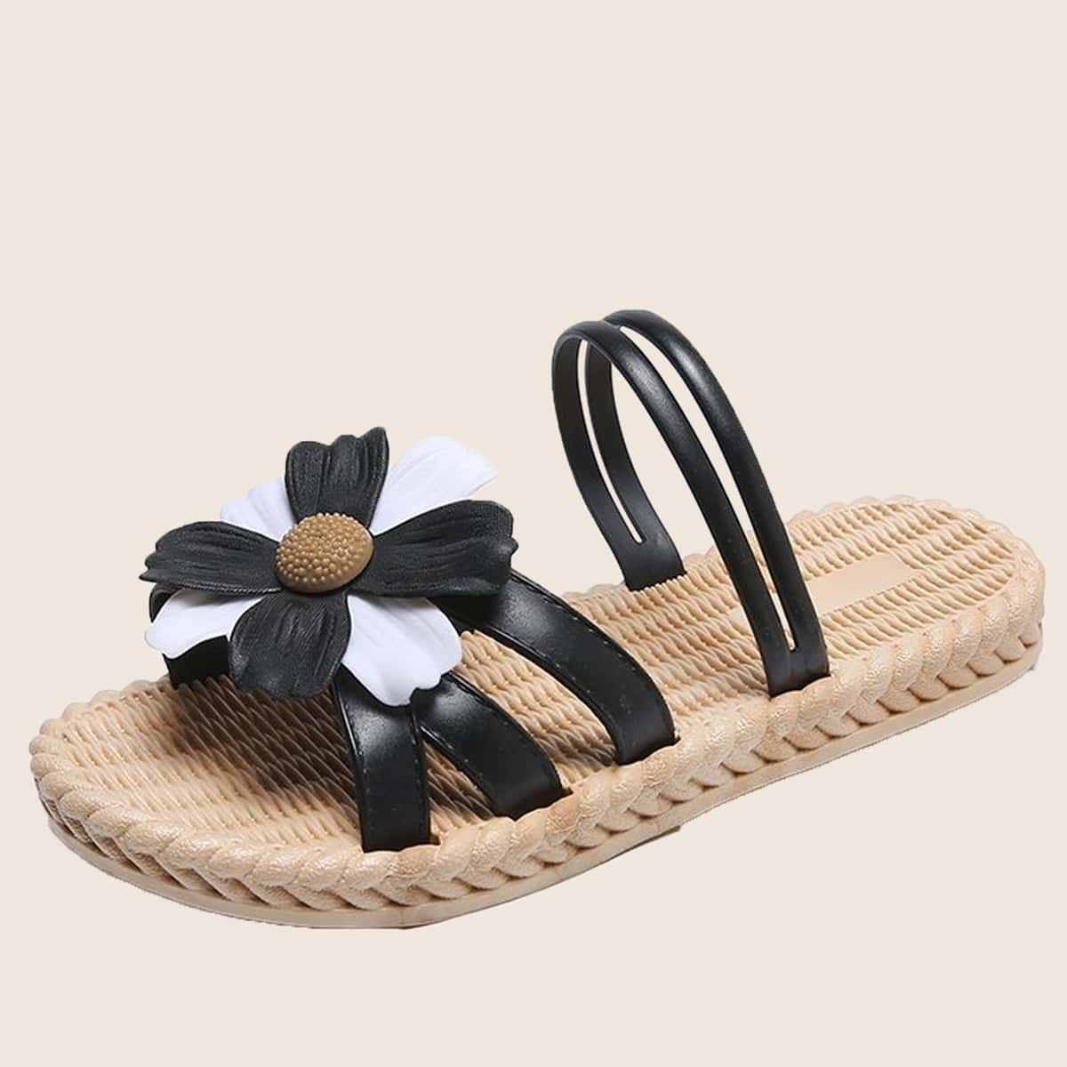 

Floral Decor Slides, Black
