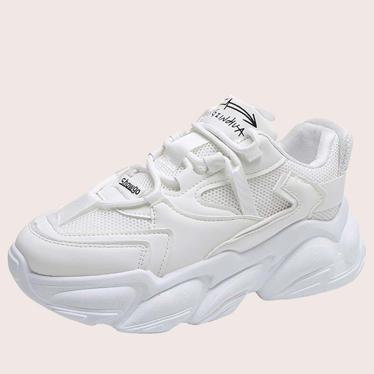

Mesh Panel Chunky Sneakers, White