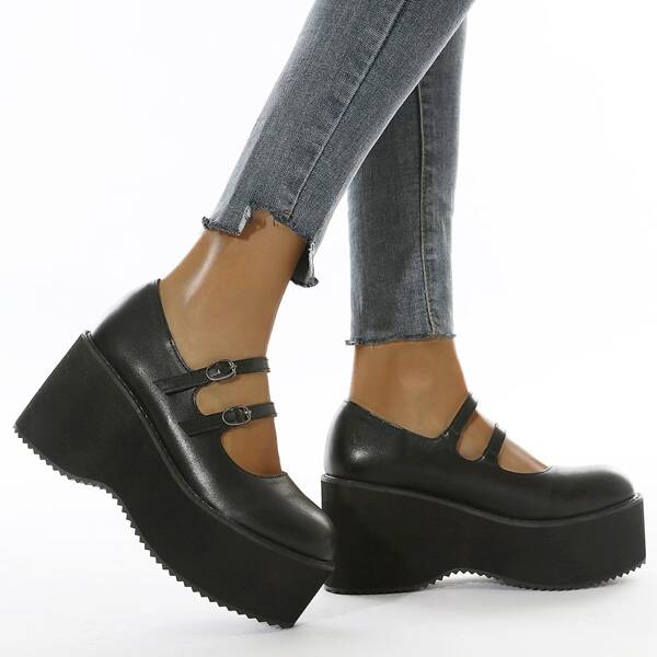 

Minimalist Mary Jane Wedges, Black
