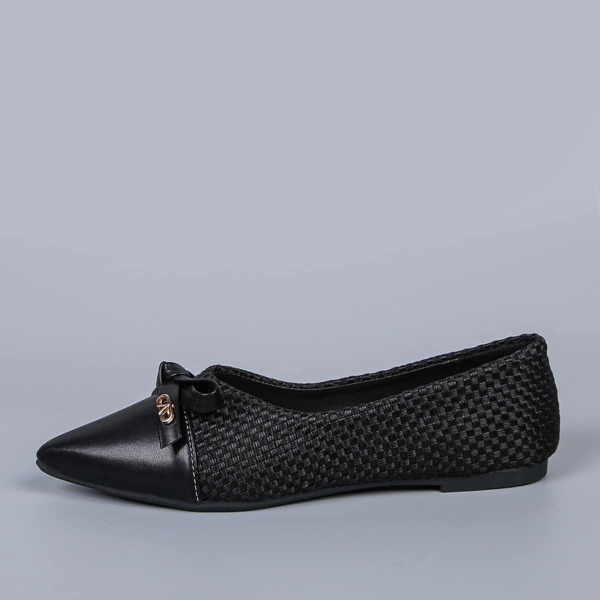 

Point Toe Bow Decor Flats, Black