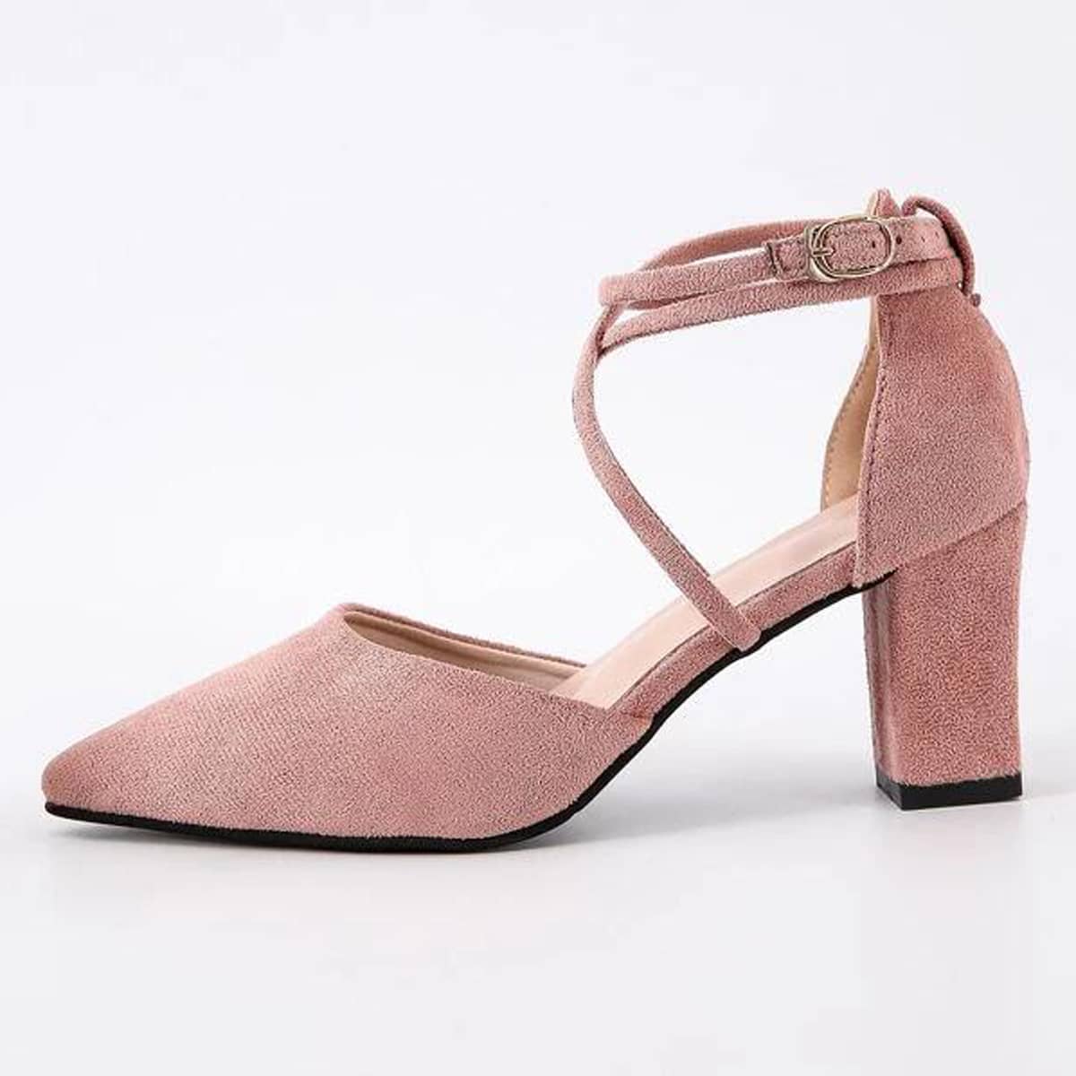 

Suede Ankle Strap Pumps, Dusty pink