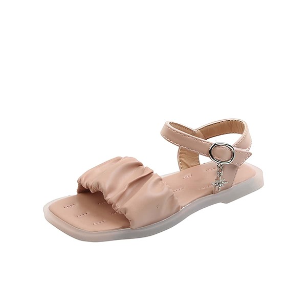 

Girls Ruched Ankle Strap Sandals, Baby pink