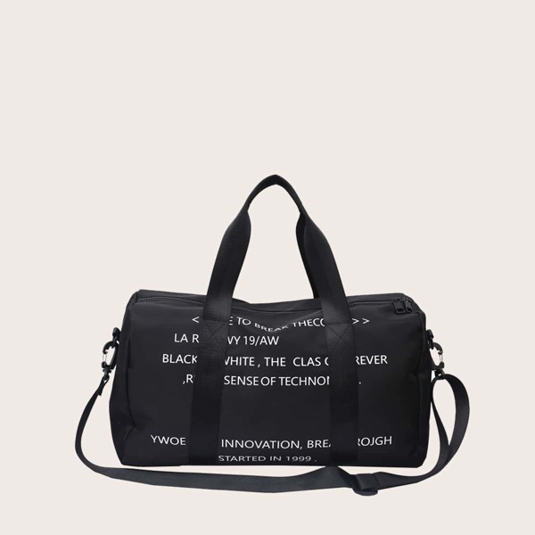 

Letter Graphic Large Capacity Duffel Bag, Black