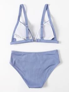 Conjunto de bikini triangular acanalado para niña preadolescente, para playa de verano