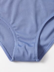 Conjunto de bikini triangular acanalado para niña preadolescente, para playa de verano