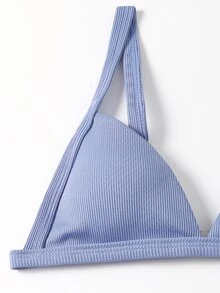 Conjunto de bikini triangular acanalado para niña preadolescente, para playa de verano