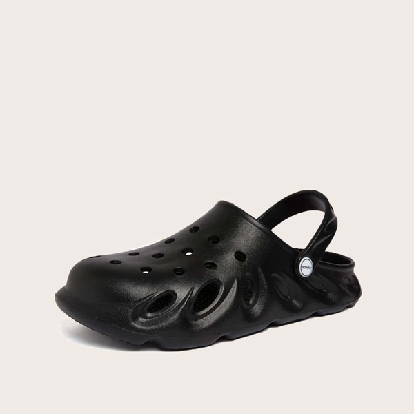 

Men Hollow Out Slingback Vented Clogs, Black
