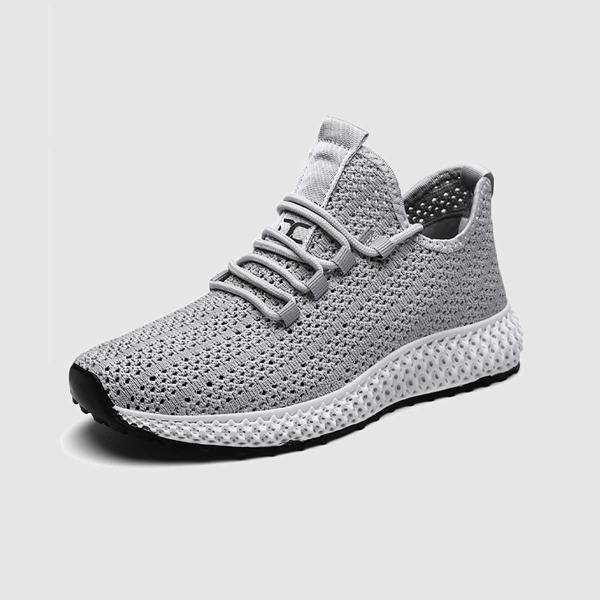 

Men Lace Up Decor Knit Running Shoes, Grey