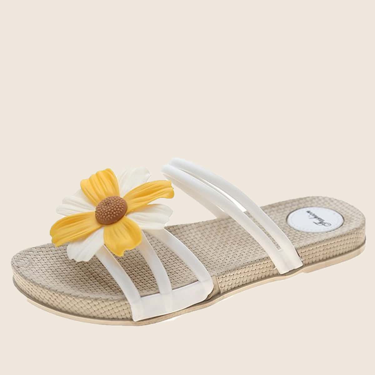 

Floral Decor Slides, White