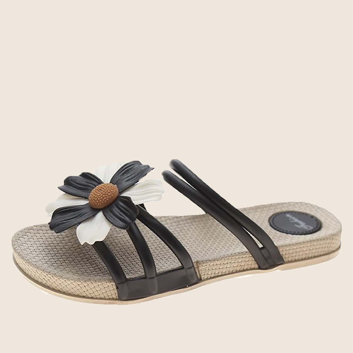 

Floral Decor Slides, Black