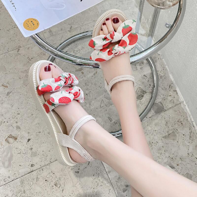 

Strawberry Graphic Sandals, Red