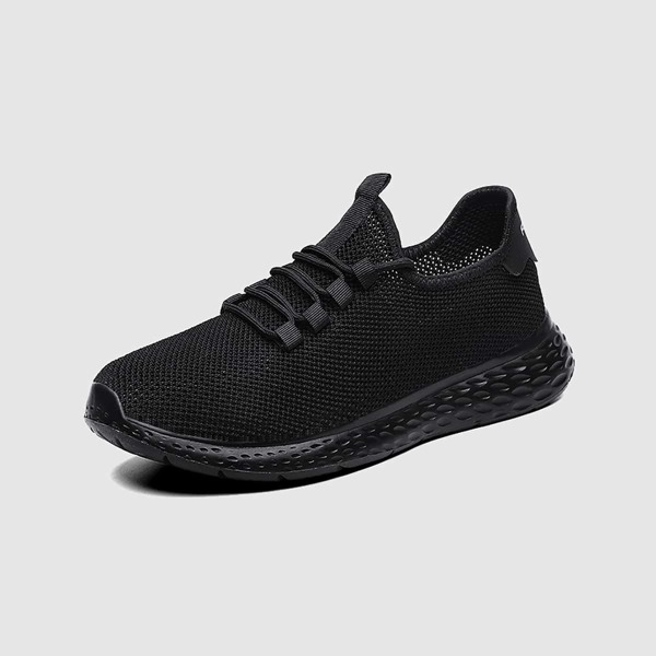 

Men Lace Up Decor Running Shoes, Black