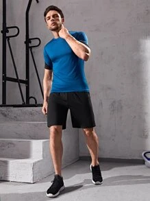 Men Zip Pocket Sports Shorts - Black - View 4