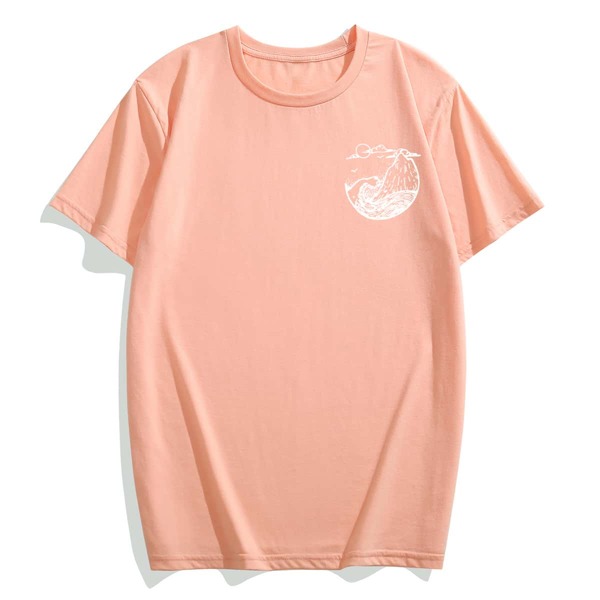 

Men Graphic Print Round Neck Tee, Coral pink
