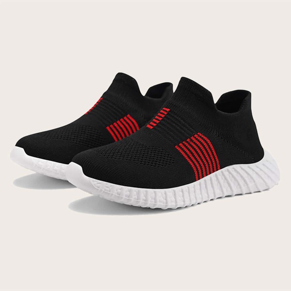 

Boys Striped Knit Running Shoes, Black