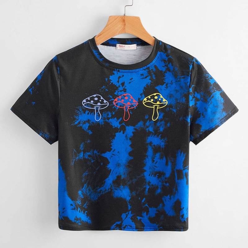 

Mushroom Graphic Tie Dye Tee, Multicolor