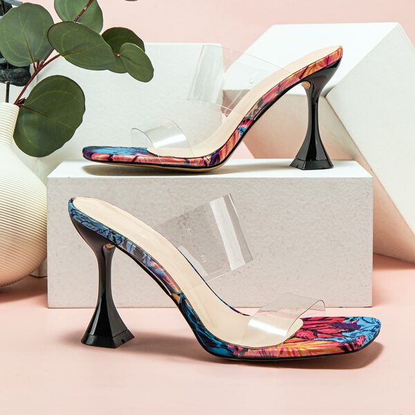

Clear Pyramid Heeled Mules, Multicolor