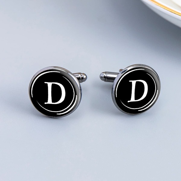 

Men Letter Graphic Cufflinks, Black