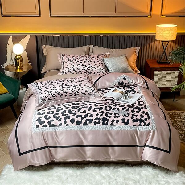 

Leopard Print Duvet Cover Set Without Filler, Multicolor
