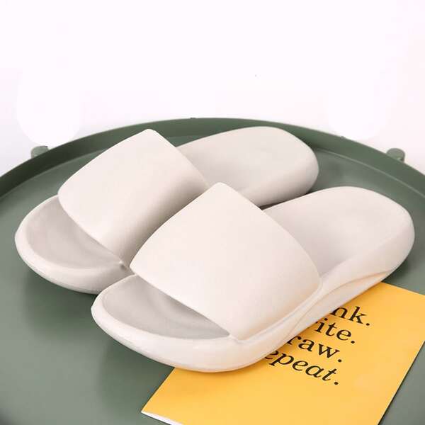 

Men Open Toe Minimalist Slippers, Beige