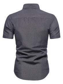 Manfinity Mode Camisa con estampado de cuadros con botón delantero - Negro - Ver 2