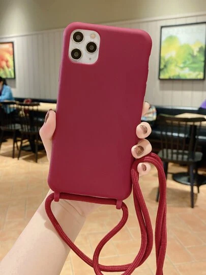 素色手機殼附掛繩