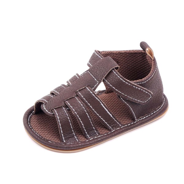 

Baby Boy Strappy Velcro Strap Sandals, Brown