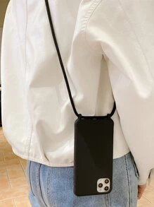 Plain Phone Case With Lanyard - Black - View 2