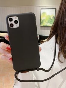 Plain Phone Case With Lanyard - Black - View 3