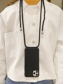 Plain Phone Case With Lanyard - Black - View 4