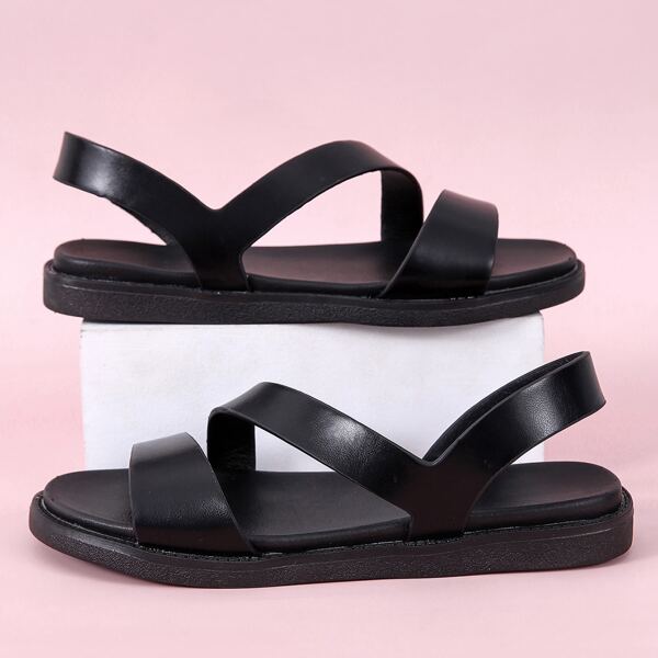 

Minimalist Slingback Flat Sandals, Black