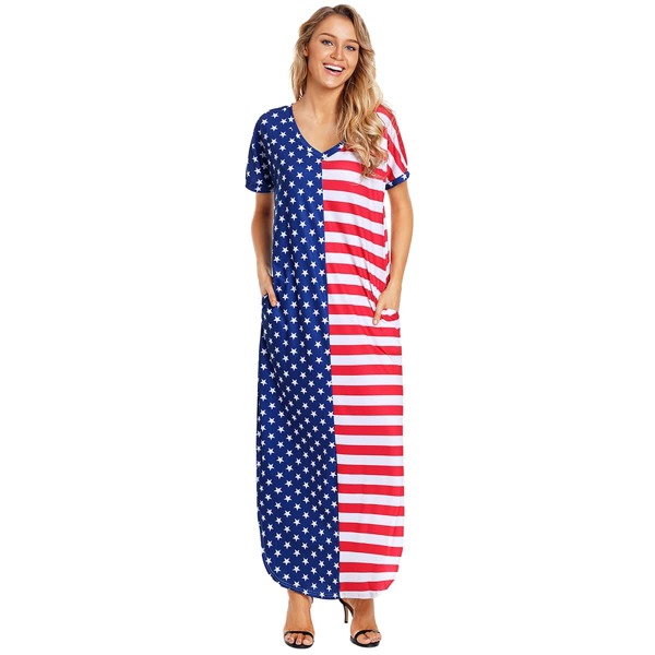 

Flag Print Tee Dress, Multicolor