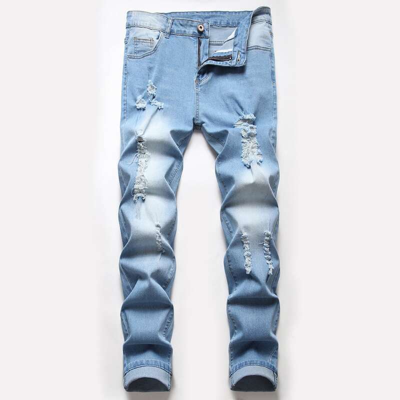 

Guys Ripped Skinny Jeans, Light wash