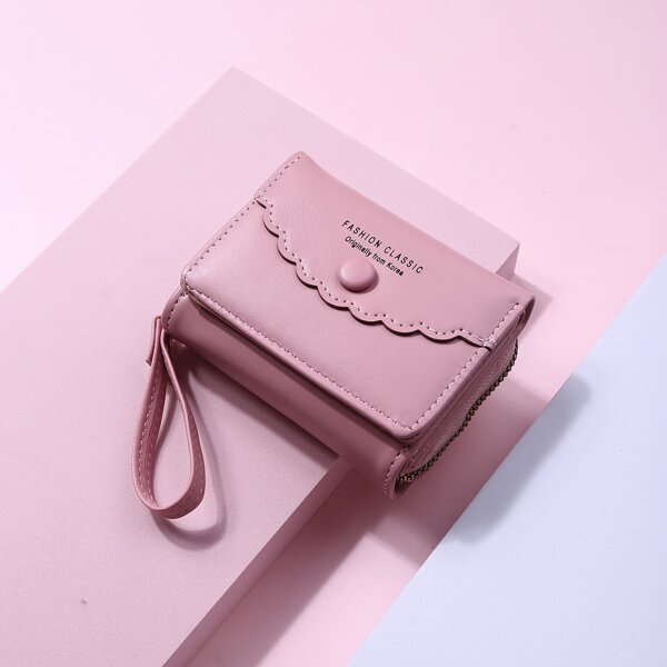 

Scallop Trim Fold Over Purse, Dusty pink