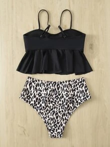 Leopard Ruffle Hem Bikini Summer Beach - Multicolor - View 2